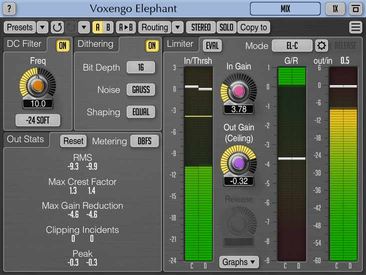 Voxengo Elephant 4.6 mastering limiter plugin released - Press Release - Voxengo